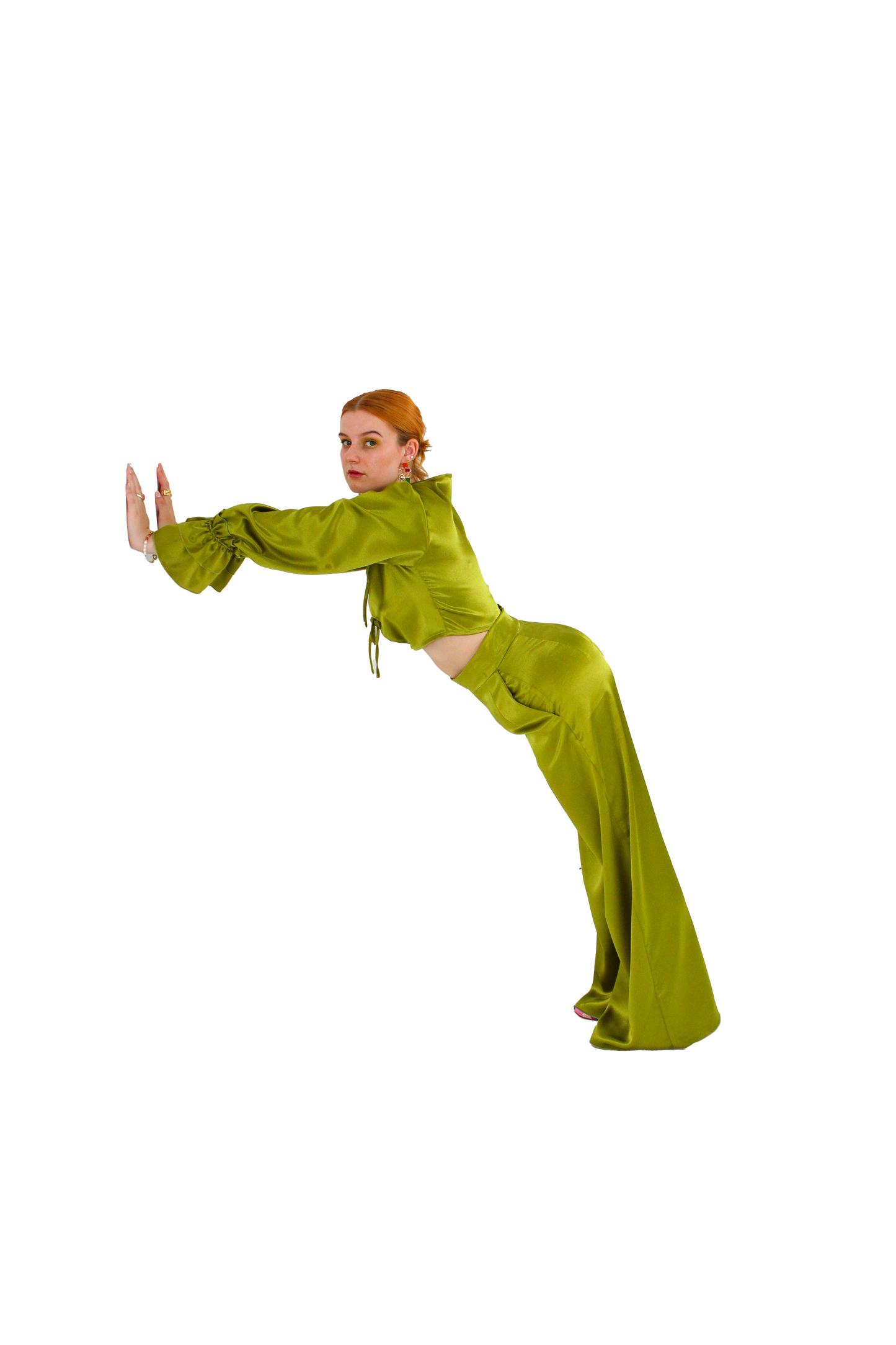 GLAM top satin green