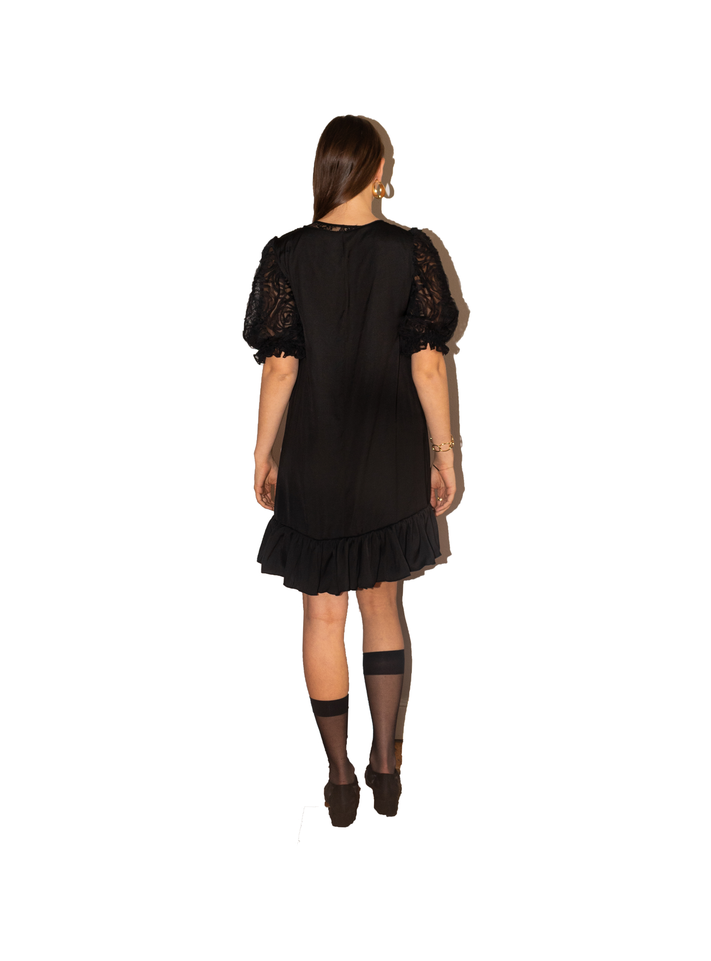 BOW-TIED puff sleeve dress