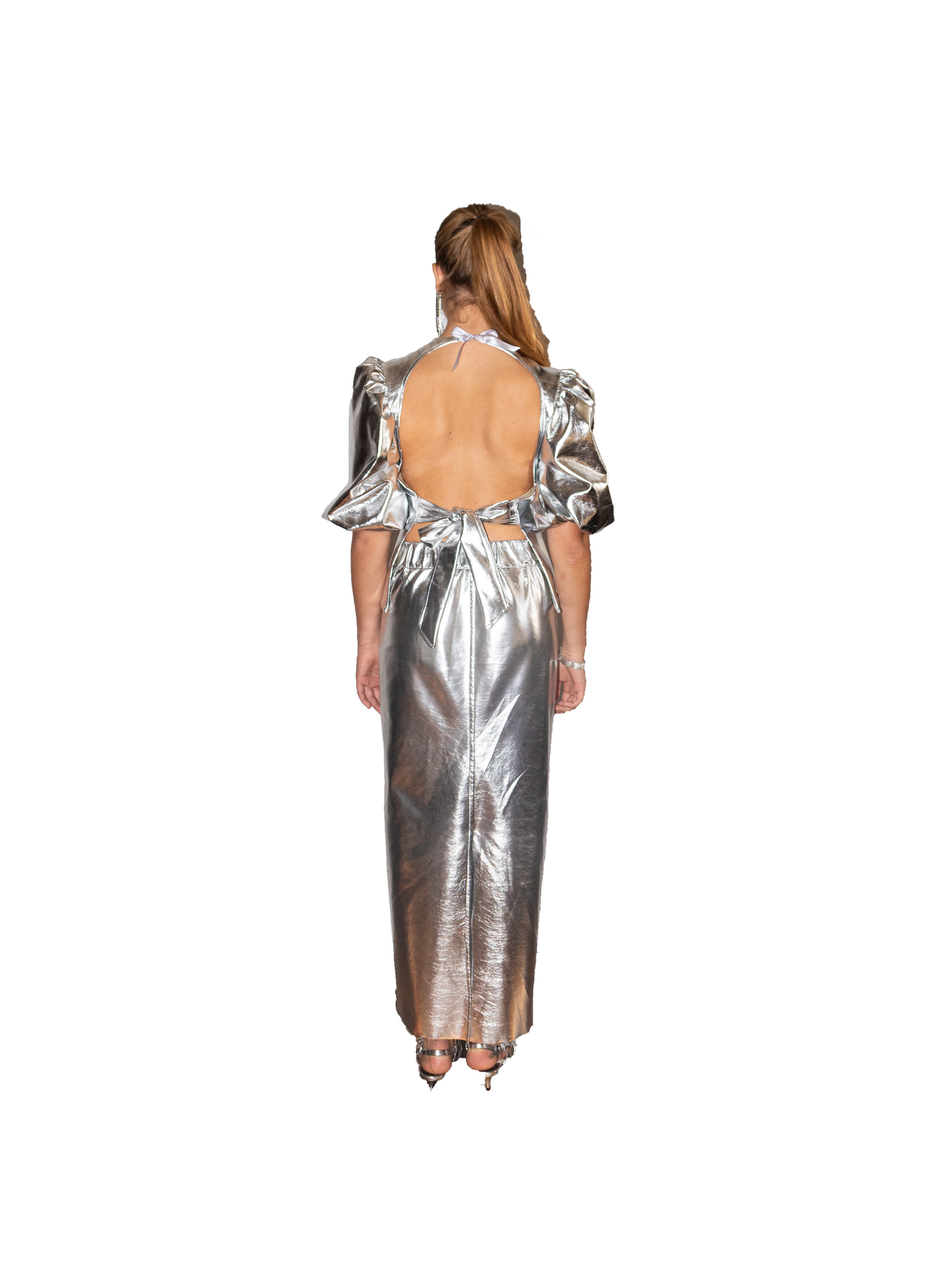 SHINE BRIGHT maxi skirt silver
