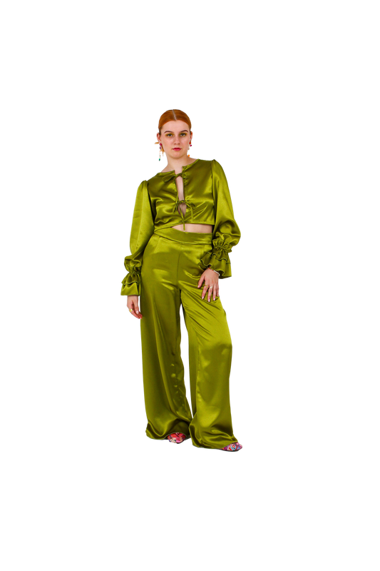 CLASSIC pants satin green