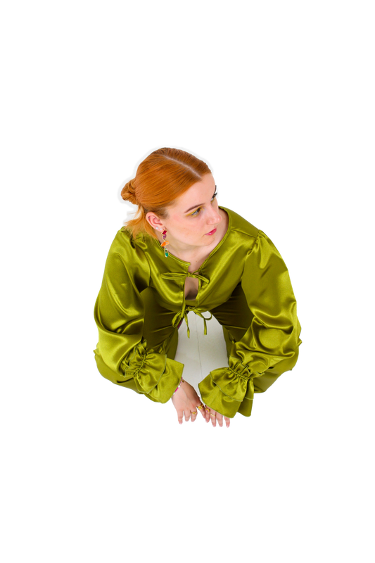 GLAM top satin green
